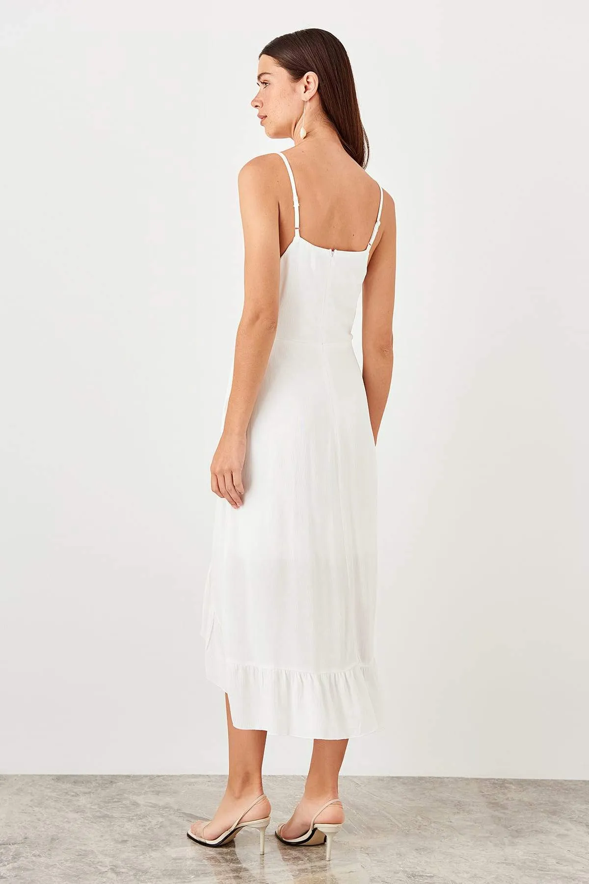 10943 Off-White Asymmetrical Strap Dress