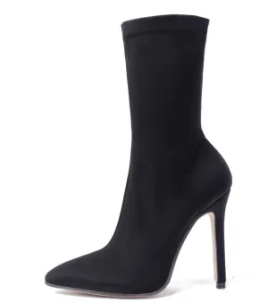Ankle Elastic Sock High Heel Sexy Pointed Toe Booties