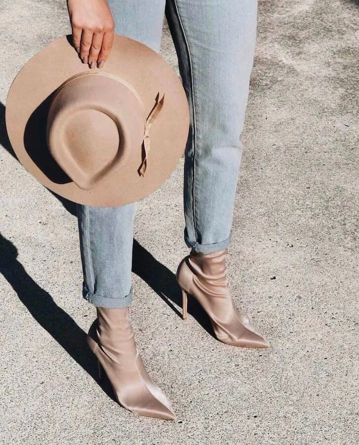 Ankle Elastic Sock High Heel Sexy Pointed Toe Booties