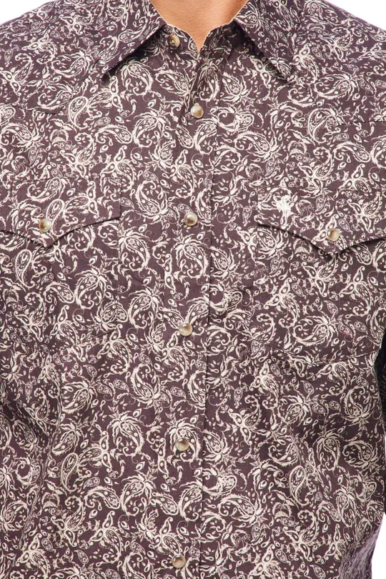 Avalon Men's Brown and White Floral Shirt