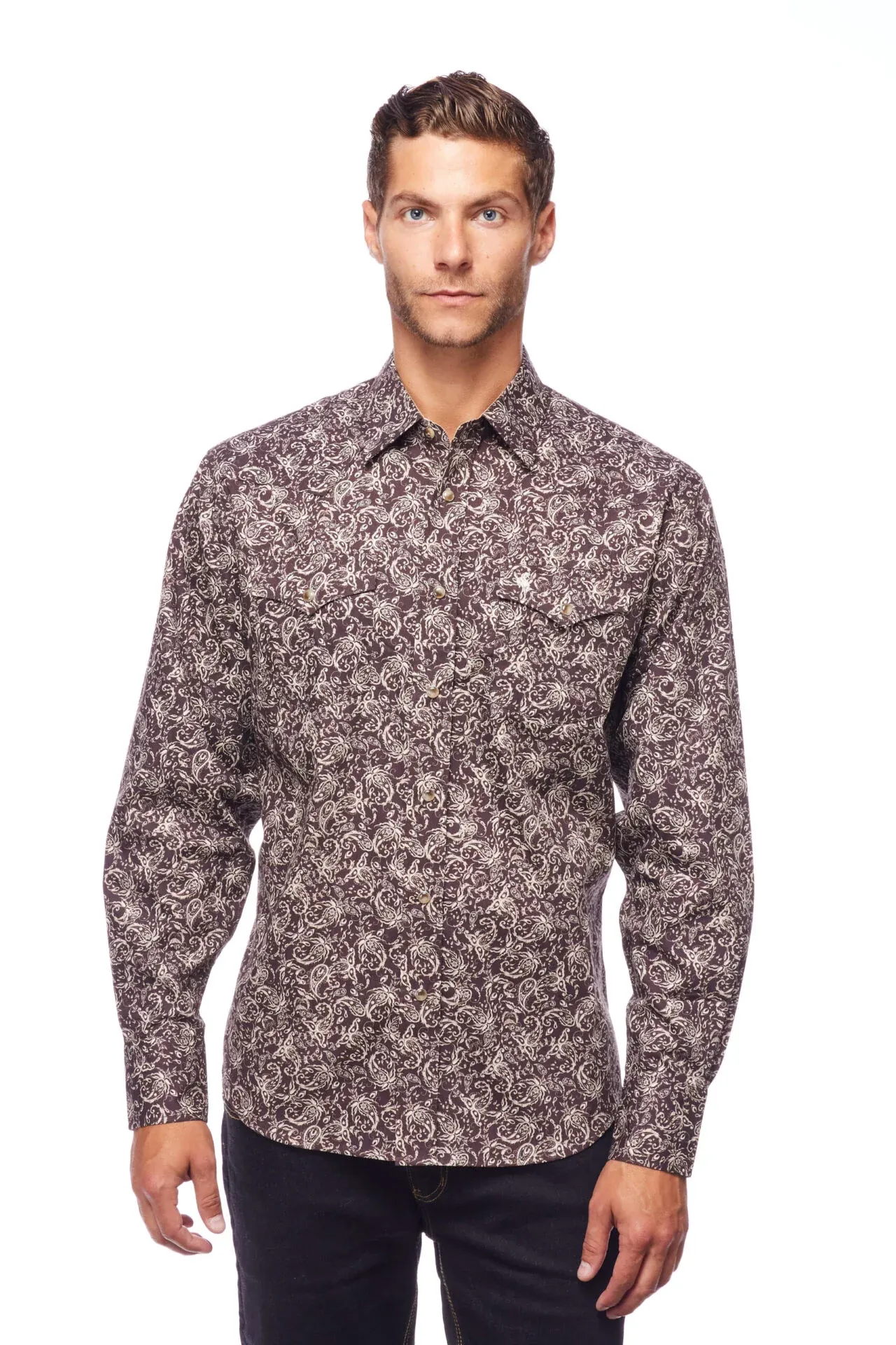 Avalon Men's Brown and White Floral Shirt