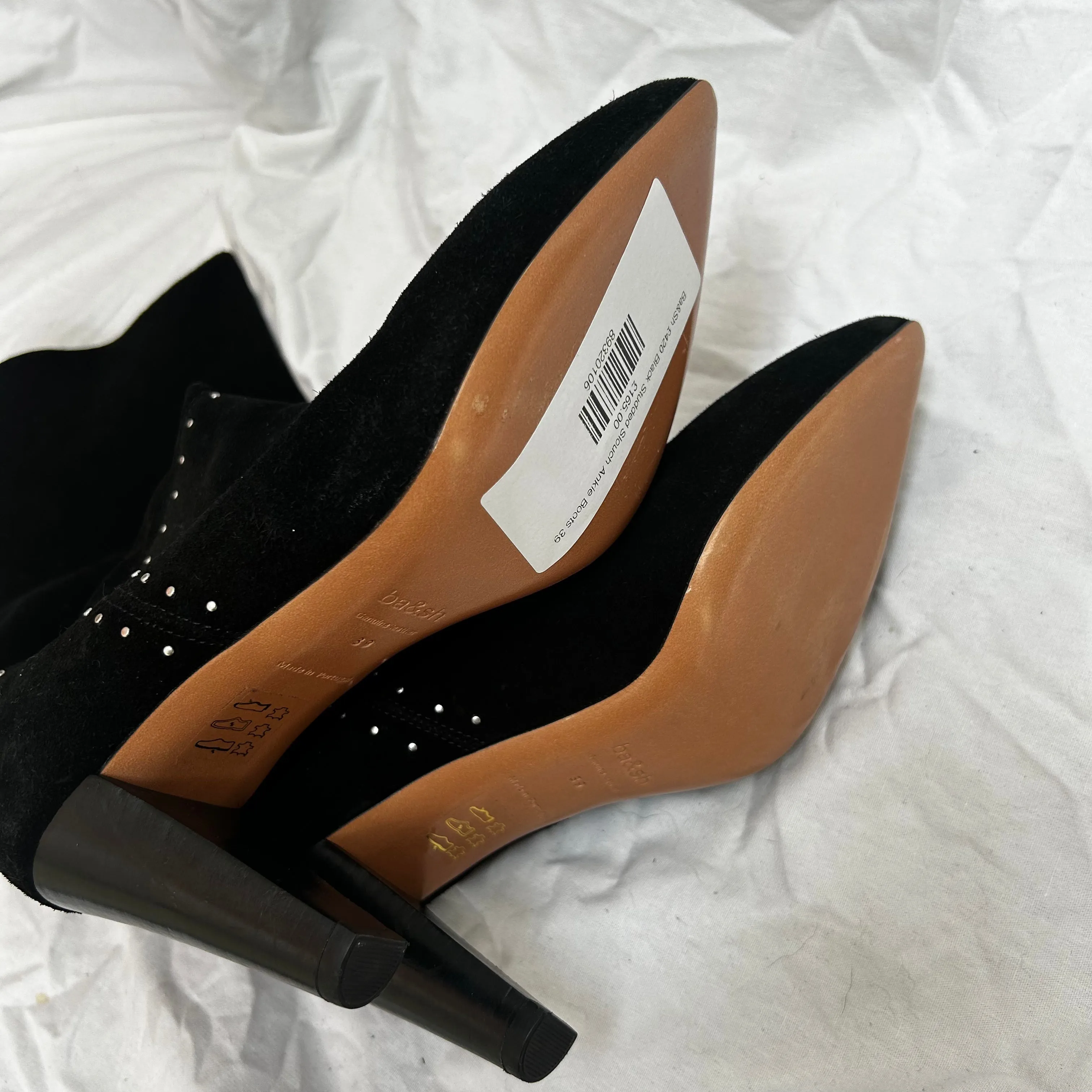 Ba&Sh £420 Black Studded Slouch Ankle Boots 39