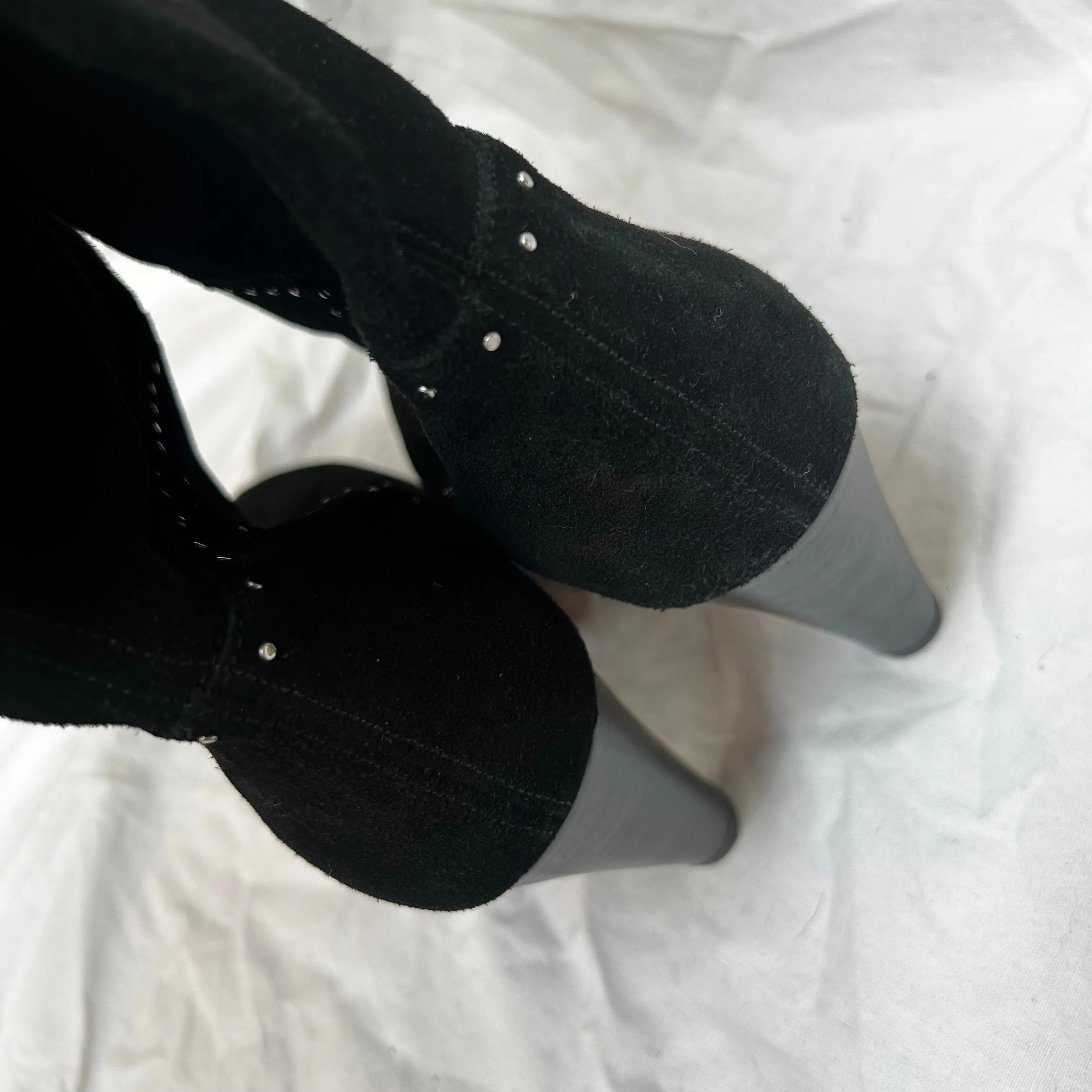Ba&Sh £420 Black Studded Slouch Ankle Boots 39