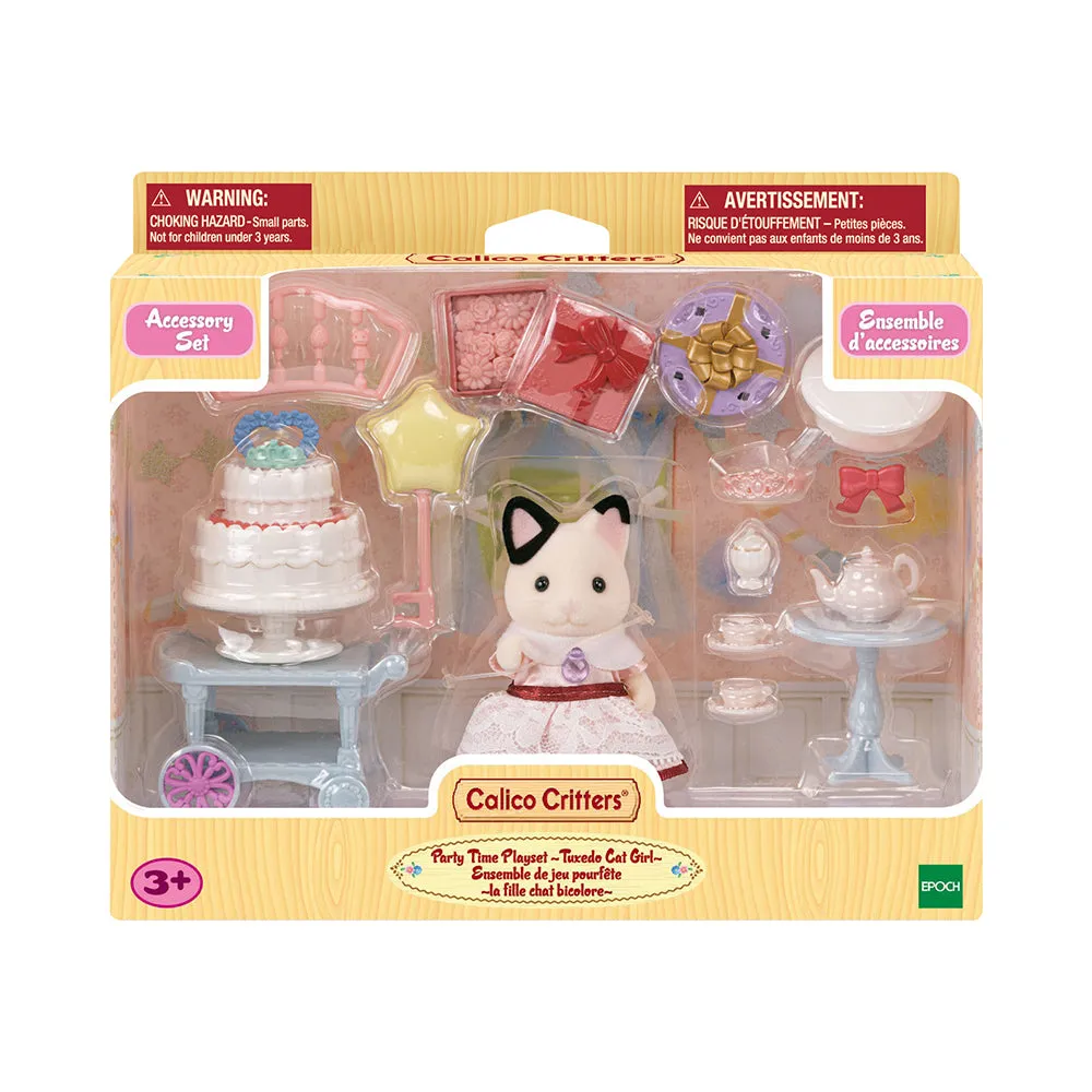 Calico Critters Tuxedo Cat Girl Party Time Play Set