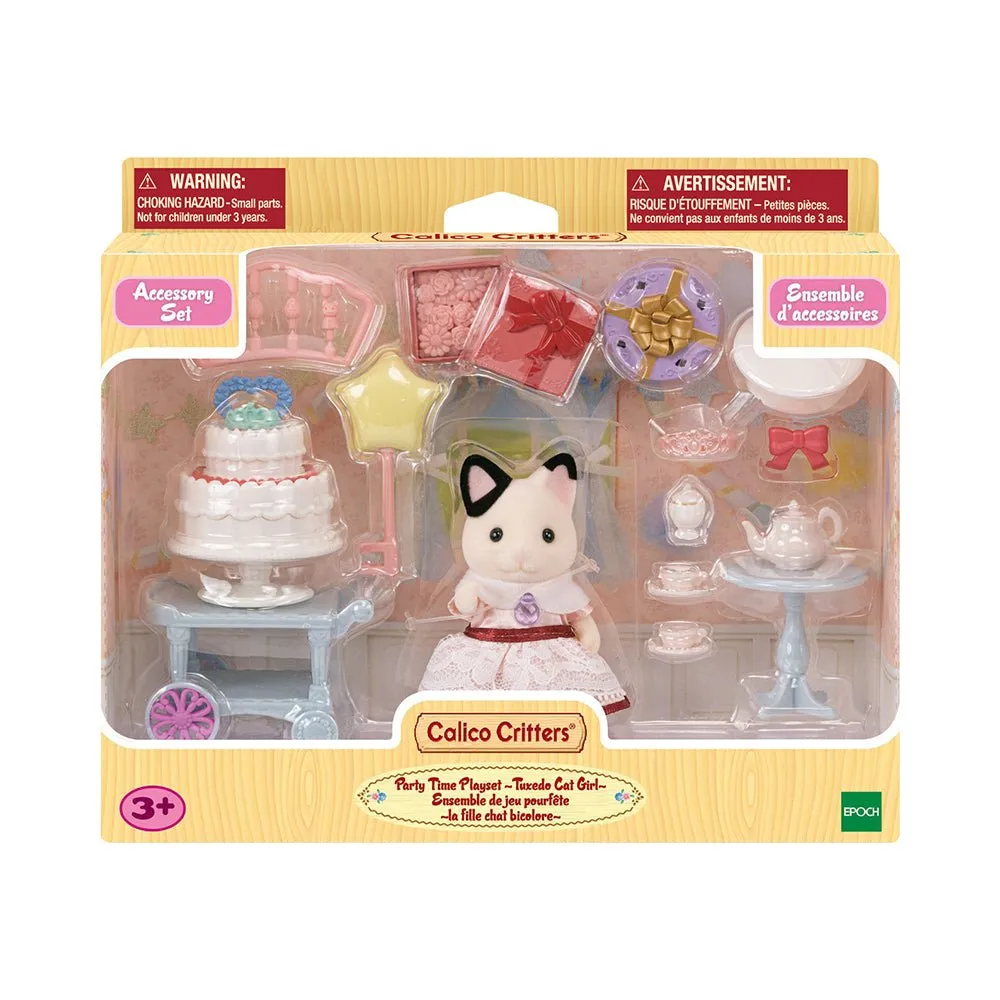 Calico Critters Tuxedo Cat Girl Party Time Play Set