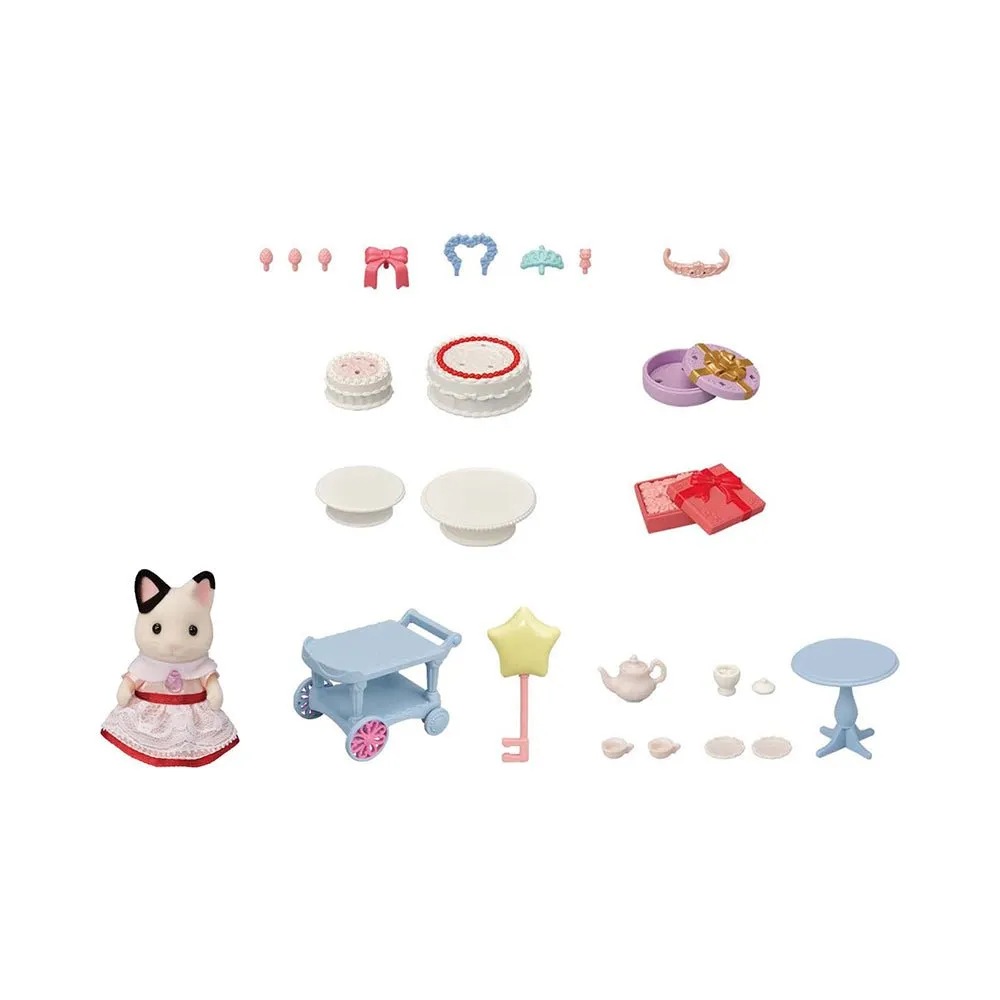 Calico Critters Tuxedo Cat Girl Party Time Play Set