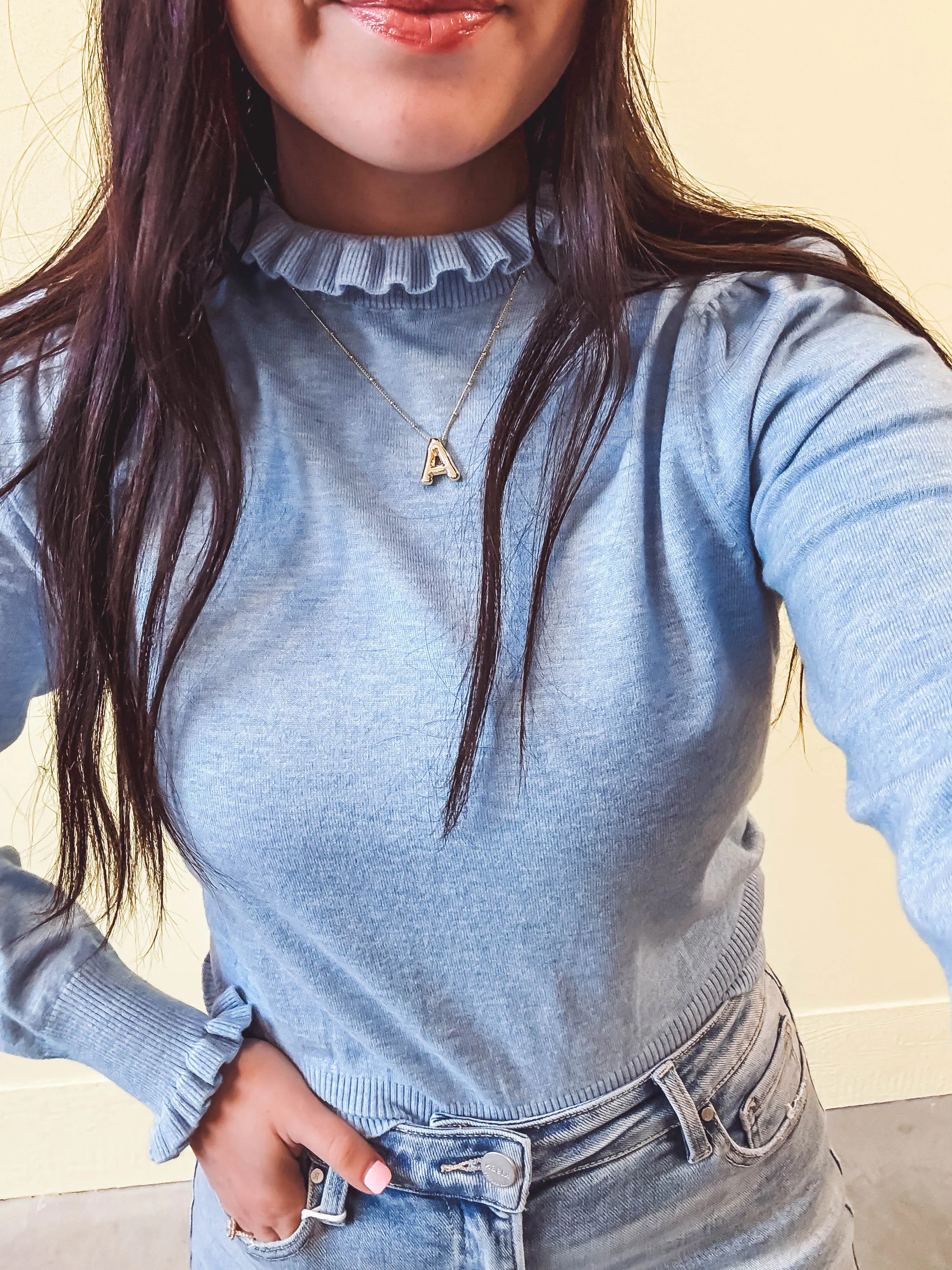 Daphne Knit Top-Light Blue