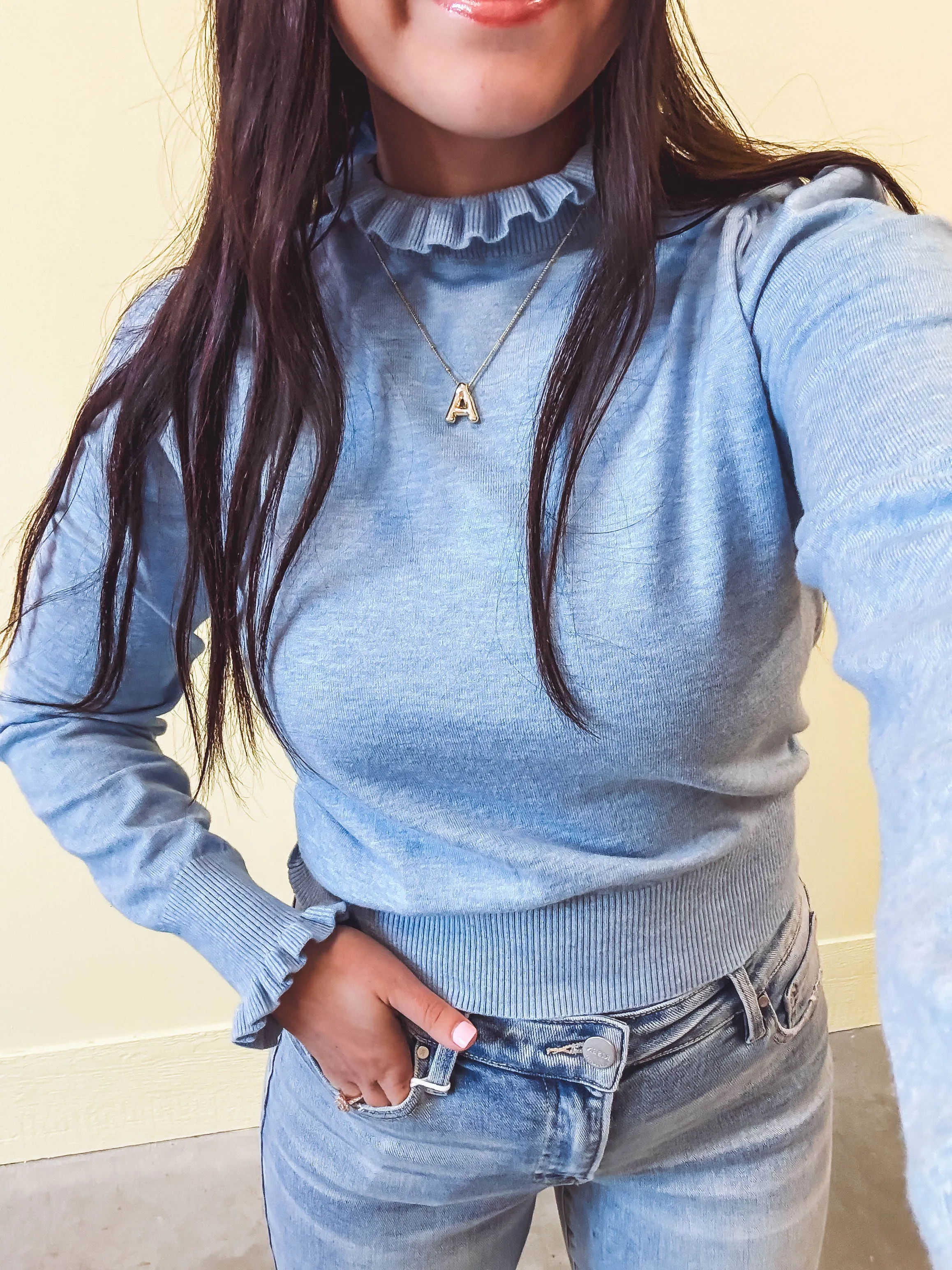 Daphne Knit Top-Light Blue