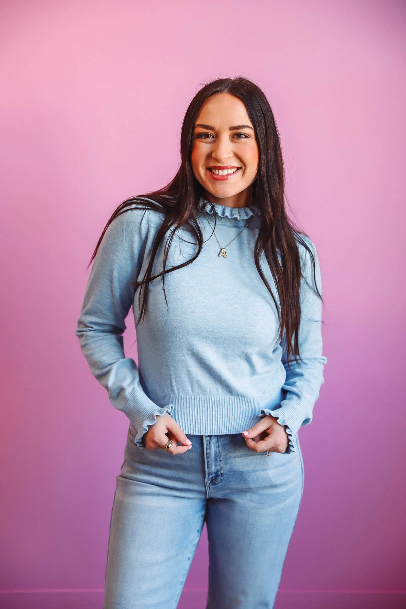 Daphne Knit Top-Light Blue