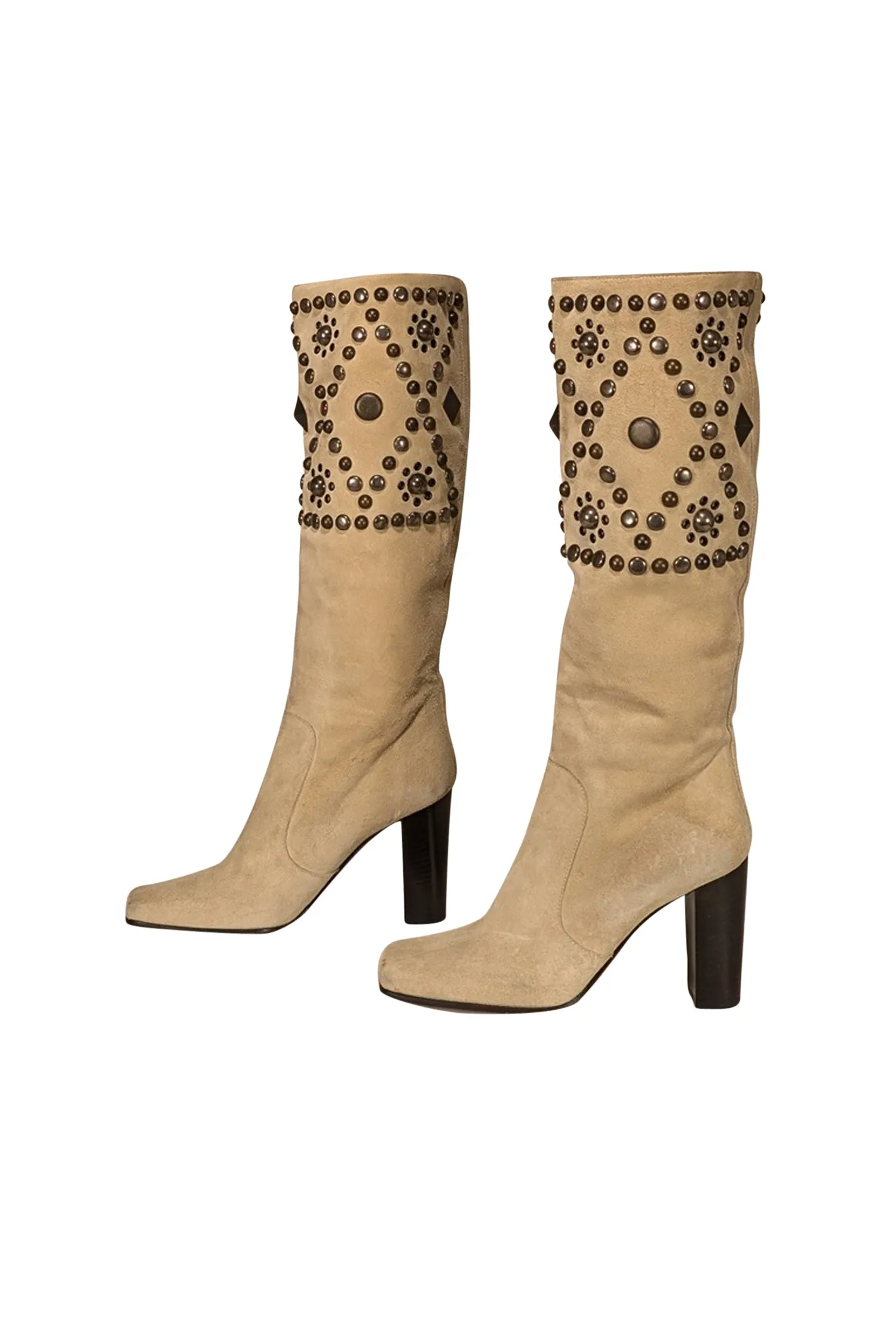 Dolce & Gabbana - Beige Suede Studded Boots Sz 8