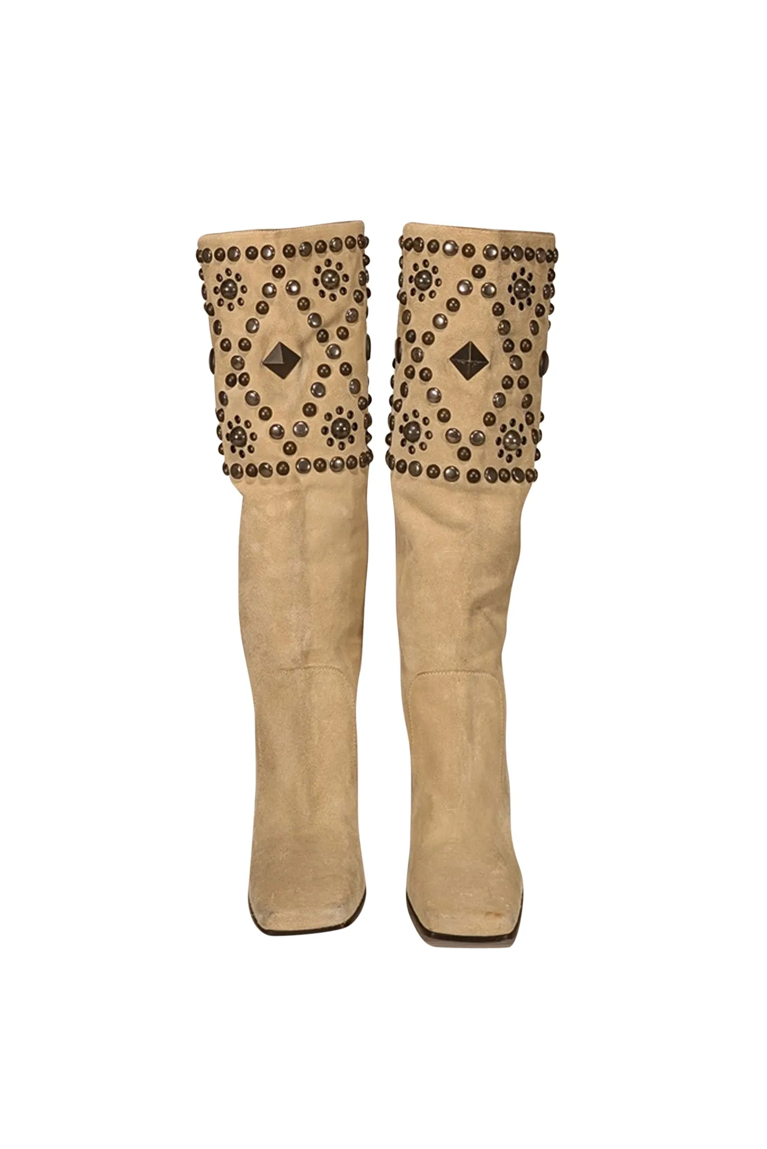 Dolce & Gabbana - Beige Suede Studded Boots Sz 8