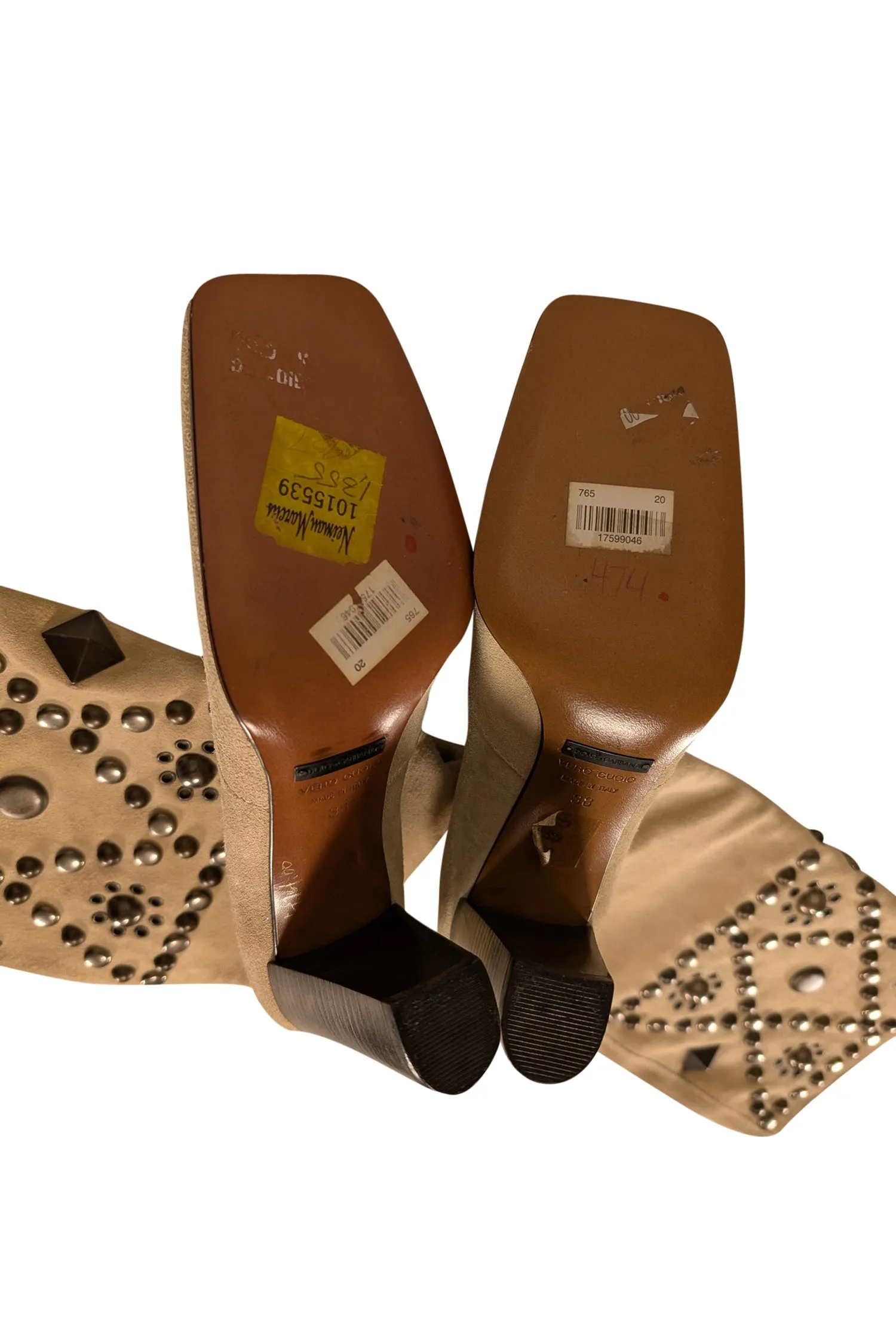 Dolce & Gabbana - Beige Suede Studded Boots Sz 8