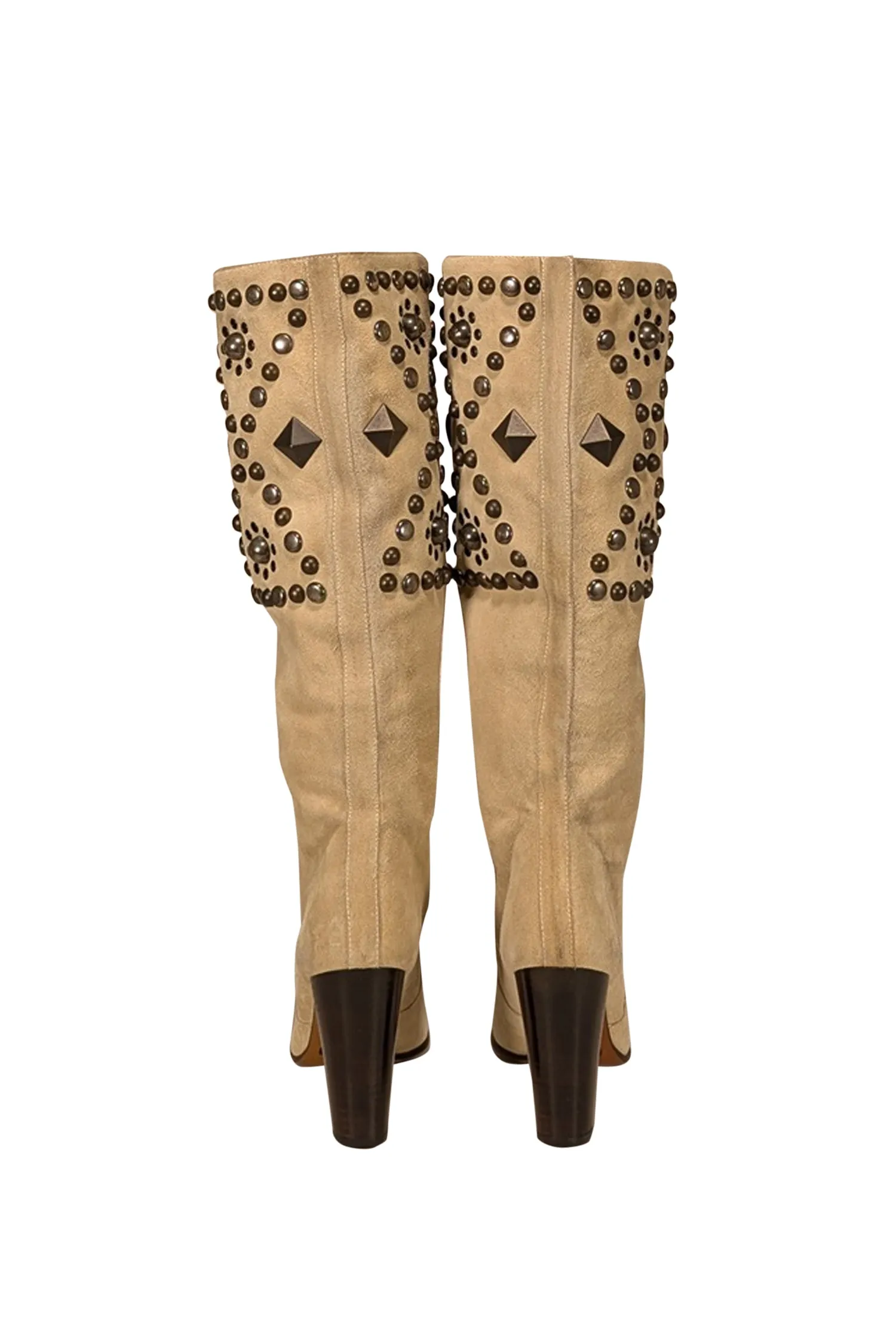 Dolce & Gabbana - Beige Suede Studded Boots Sz 8