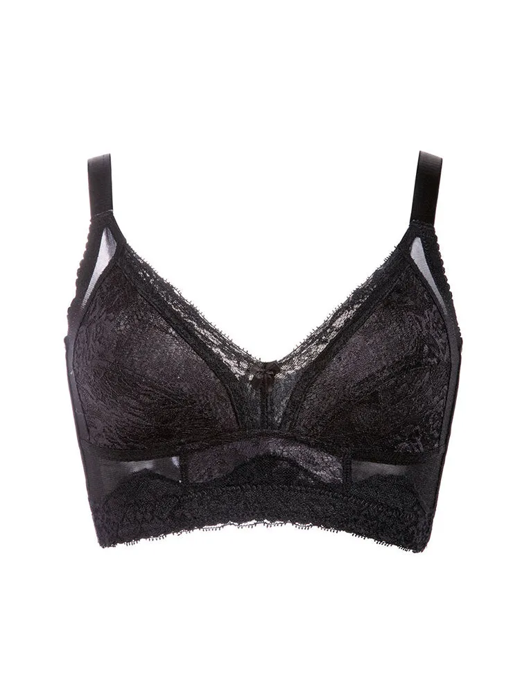 Elegant Lace Full Coverage Wireless Bra