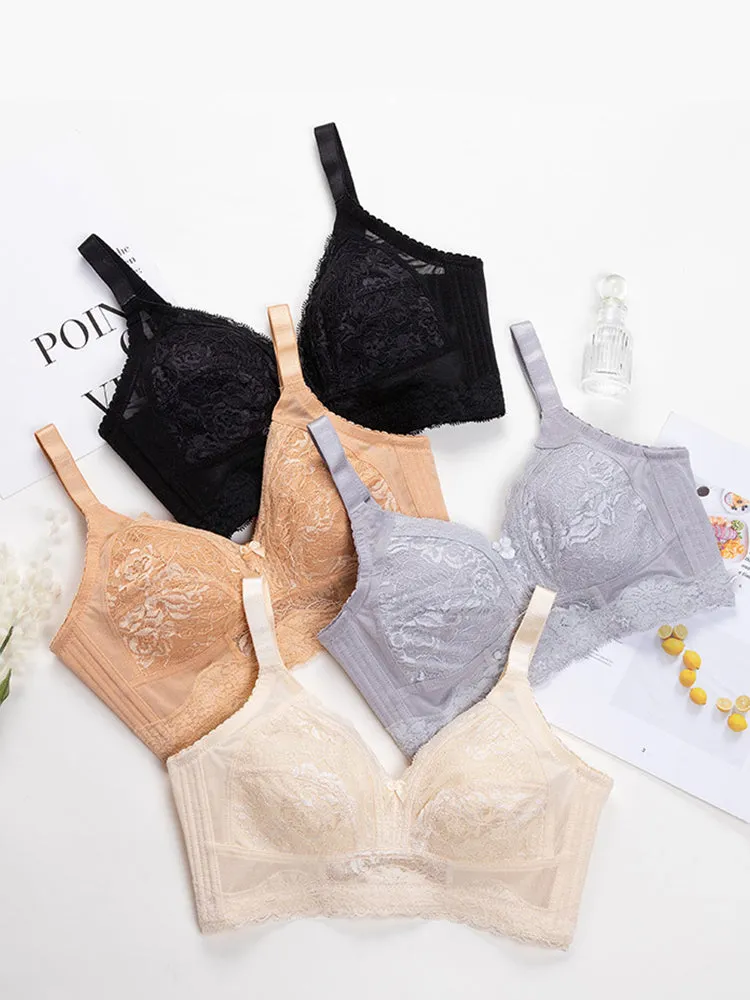 Elegant Lace Full Coverage Wireless Bra