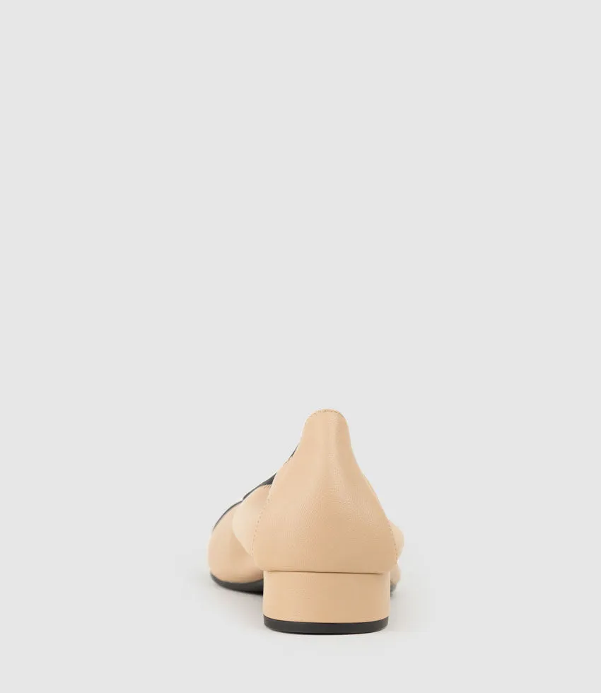 ELSIE Cap Toe Elastic Throat Ballet in Nude & Black
