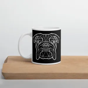 English Bulldog Mug Black with White Polygon