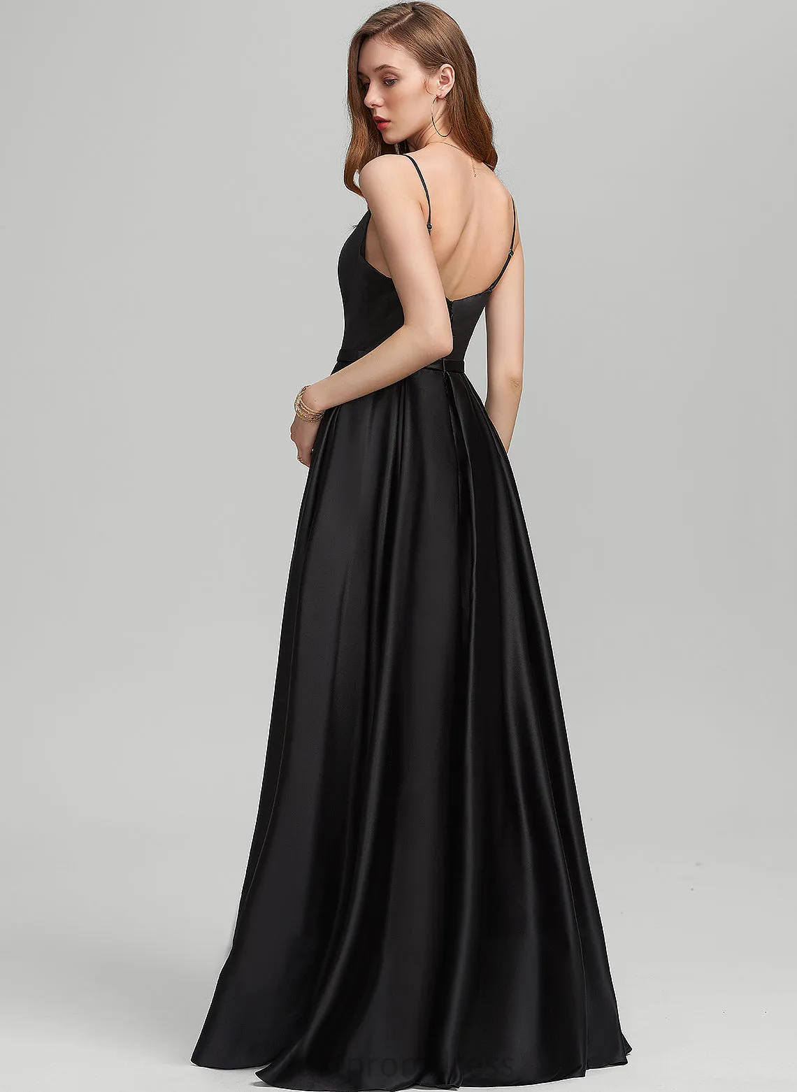Fabric Floor-Length Neckline Straps&Sleeves A-Line Satin Length Silhouette Square Jocelynn Floor Length Empire Waist Bridesmaid Dresses