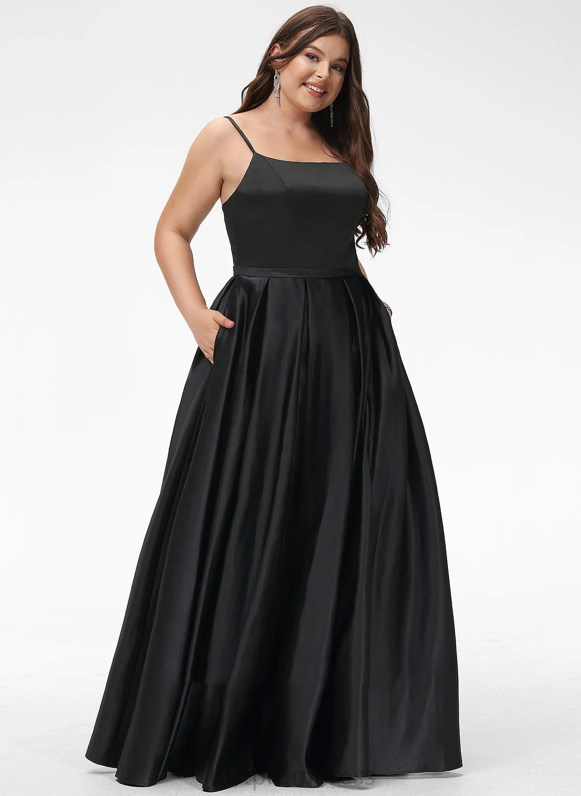 Fabric Floor-Length Neckline Straps&Sleeves A-Line Satin Length Silhouette Square Jocelynn Floor Length Empire Waist Bridesmaid Dresses