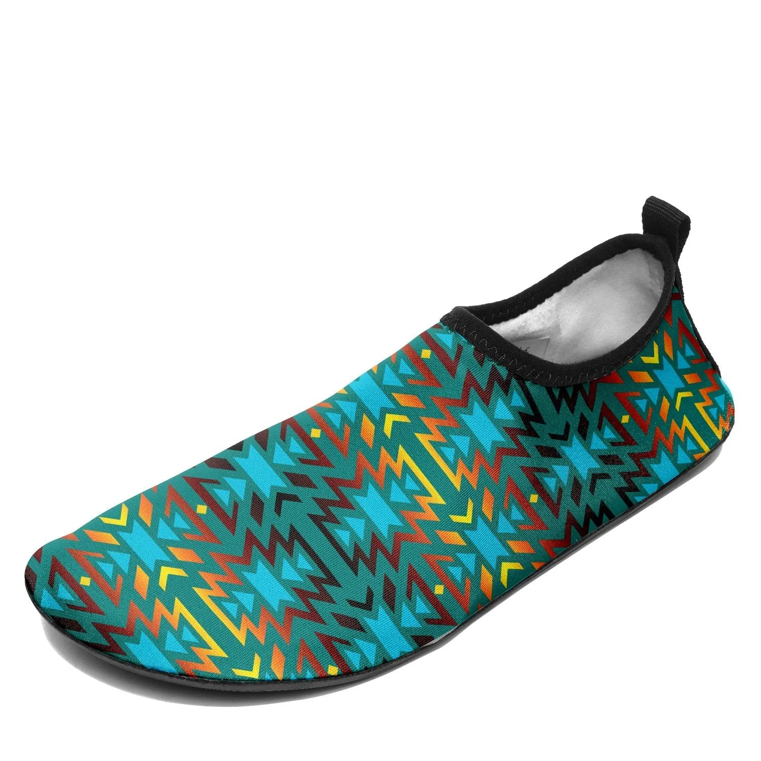 Fire Colors and Turquoise Teal Sockamoccs Slip On Shoes