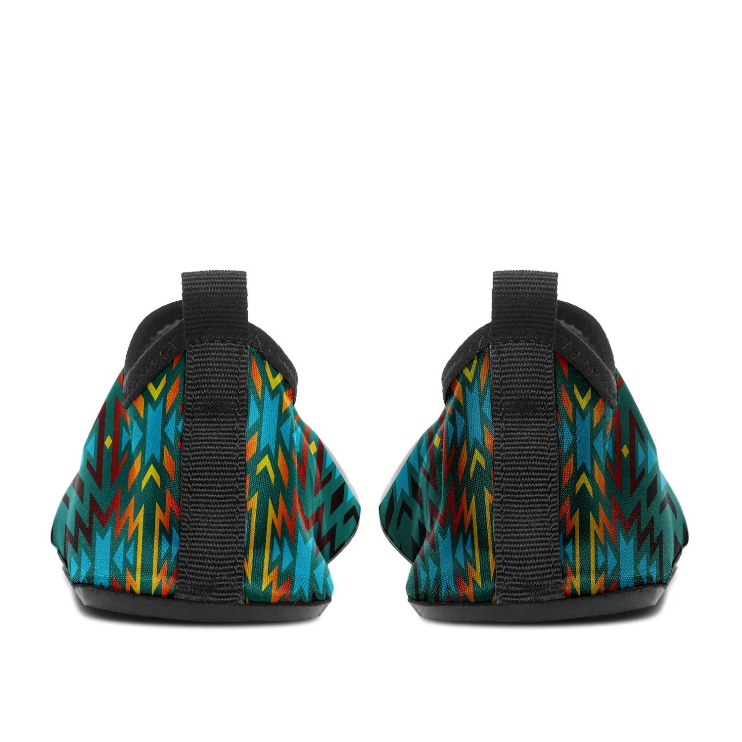 Fire Colors and Turquoise Teal Sockamoccs Slip On Shoes