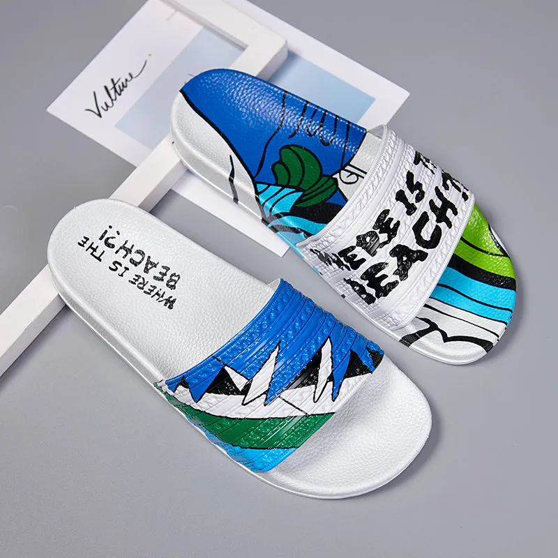 Graffiti Personality Casual Wear Men Slippers Shoes