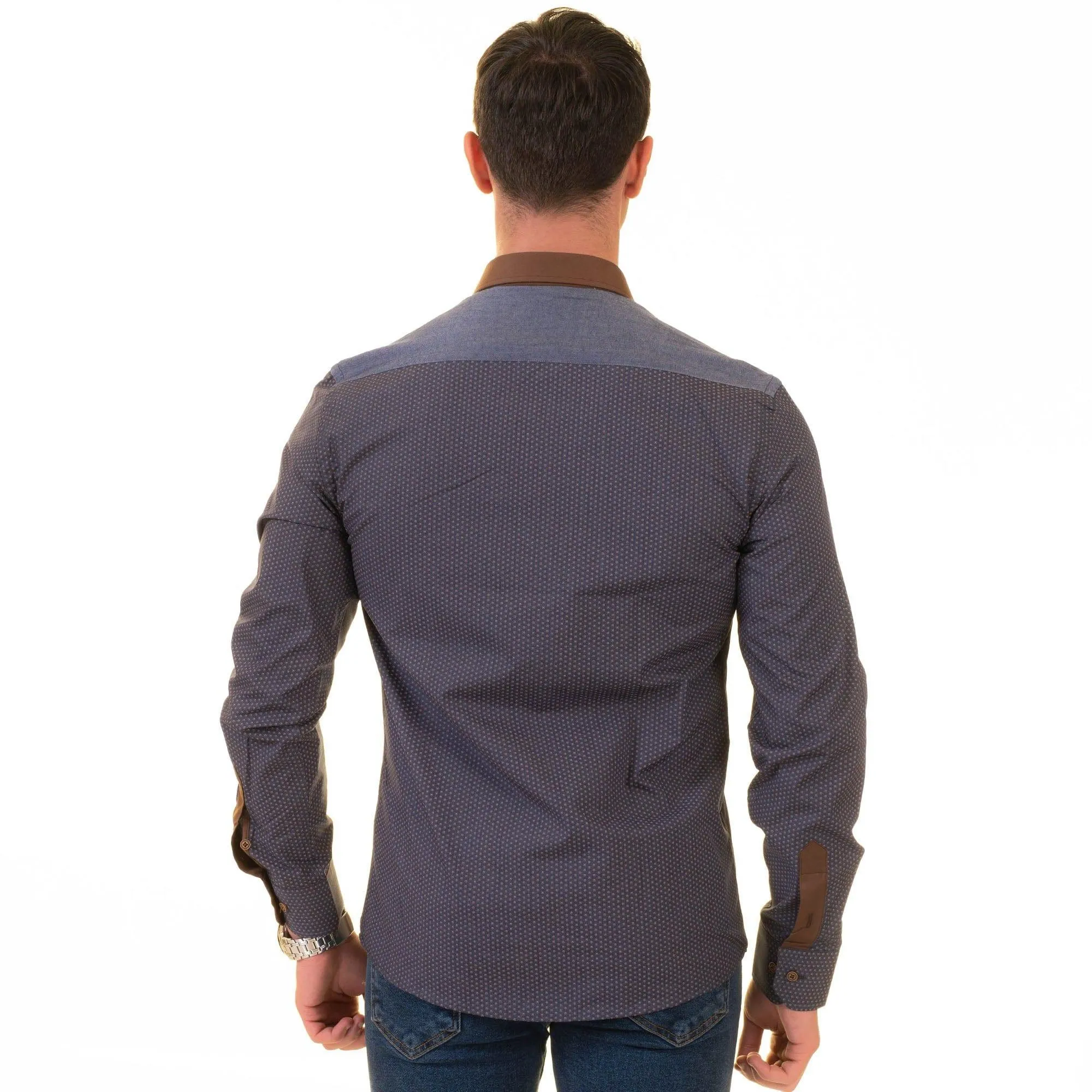 Gravity Homme Men's Long Sleeve Button Down / Geneva Brown S2