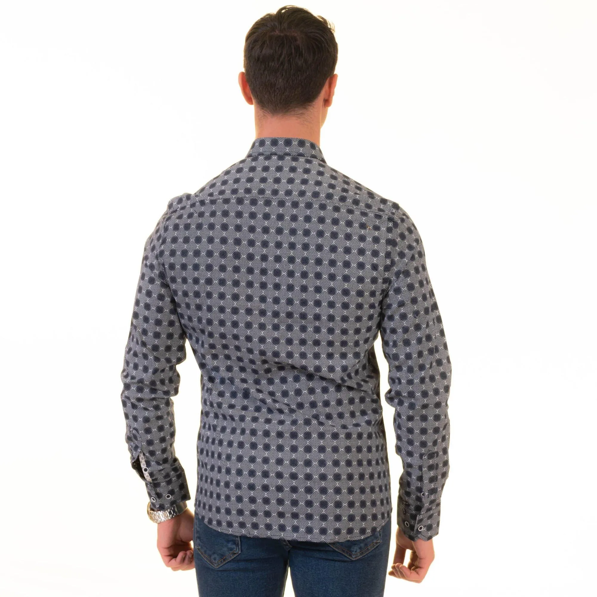 Gravity Homme Men's Long Sleeve Button Down / Shagreen Noir C14