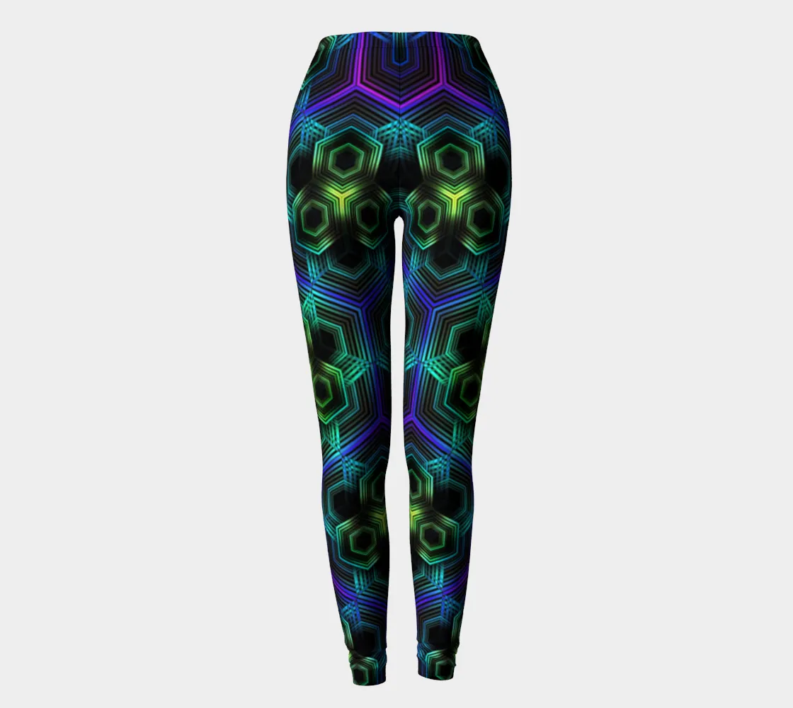 GREEN HEXAGON PATTERN | LEGGINGS | YANTRART