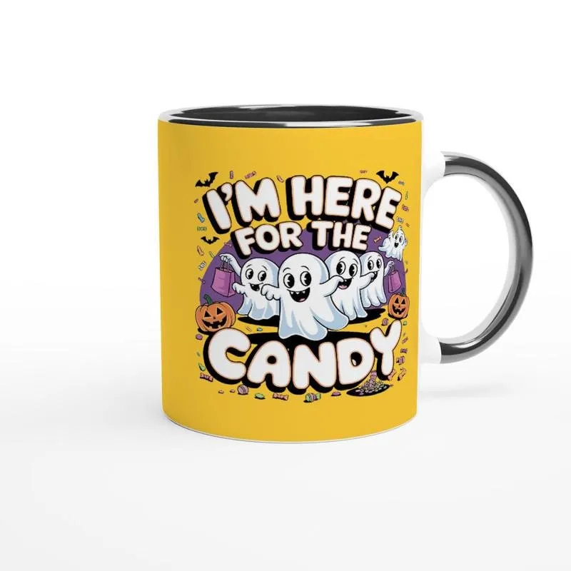 im just  here for the candy,halloween party mug gift, halloween ghost mug ,11oz ceramic  mug gift