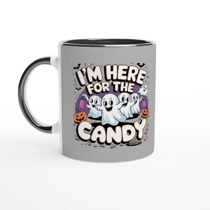 im just  here for the candy,halloween party mug gift, halloween ghost mug ,11oz ceramic  mug gift