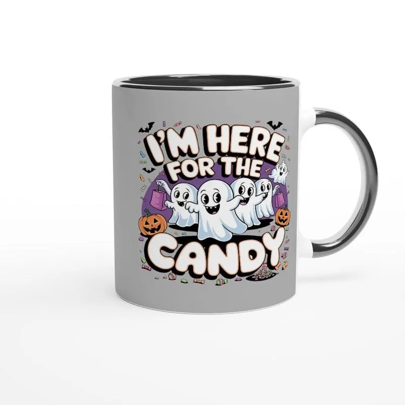 im just  here for the candy,halloween party mug gift, halloween ghost mug ,11oz ceramic  mug gift