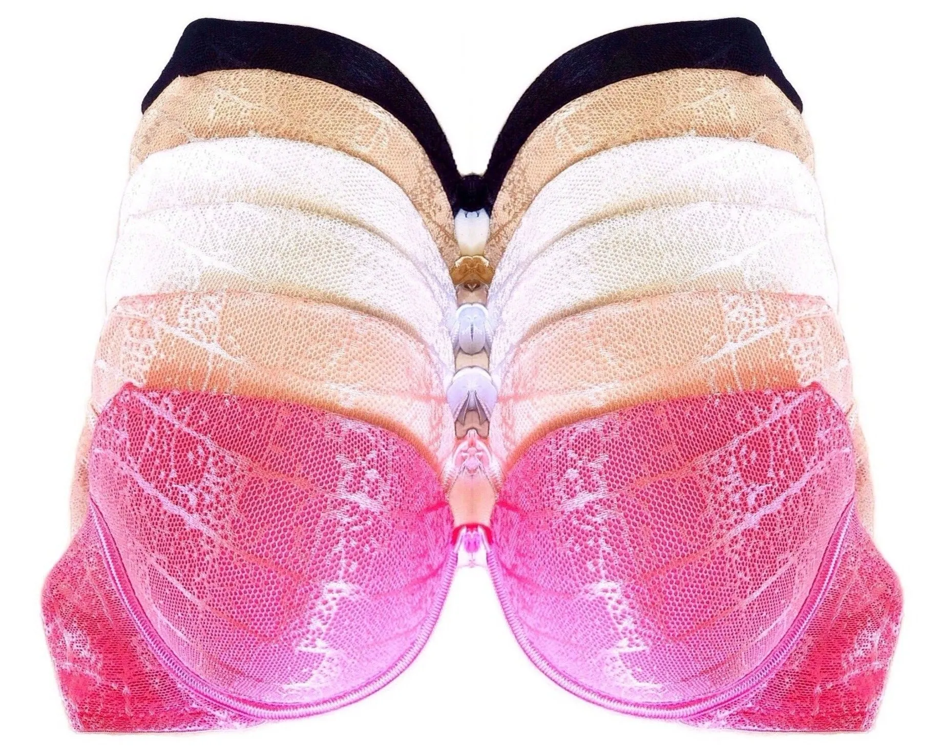 Jacquard Full Coverage Bras with Sheer Wing