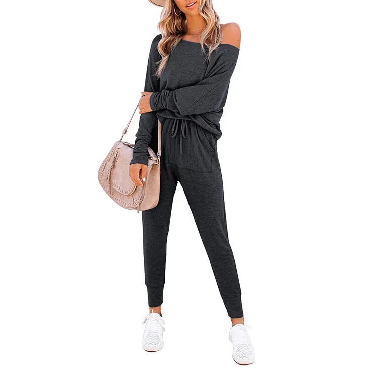 Jogging Suits for Women 2 Piece Set Track Pant with Pockets Sweatshirt Pants Set Trendy Clothes