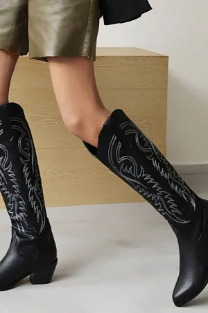Knee High Black Cowboy Boots