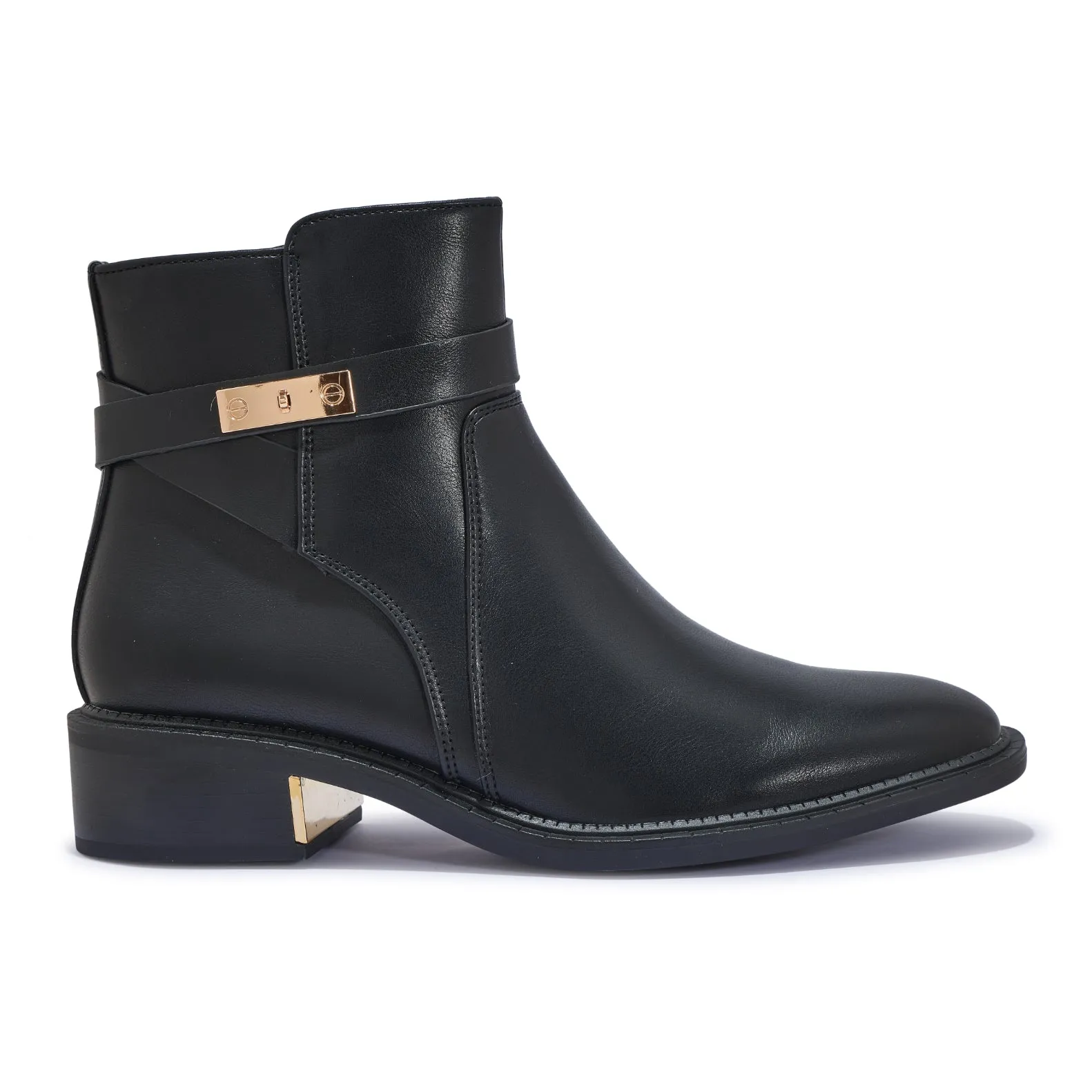 LATTE4 – LATTE4 BUCKLE DETAIL RIDING ANGLE BOOT WITH GOLD DETAIL