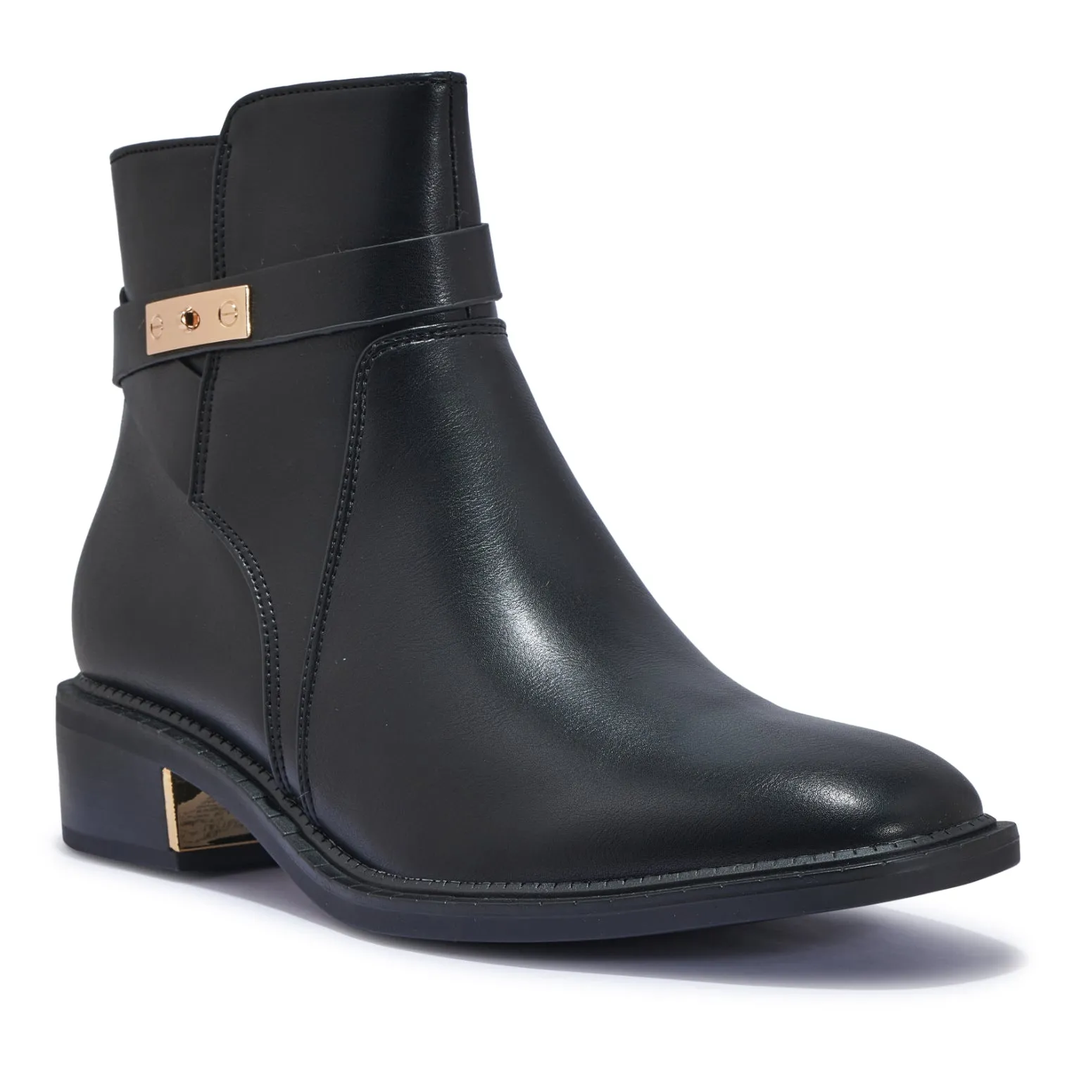 LATTE4 – LATTE4 BUCKLE DETAIL RIDING ANGLE BOOT WITH GOLD DETAIL