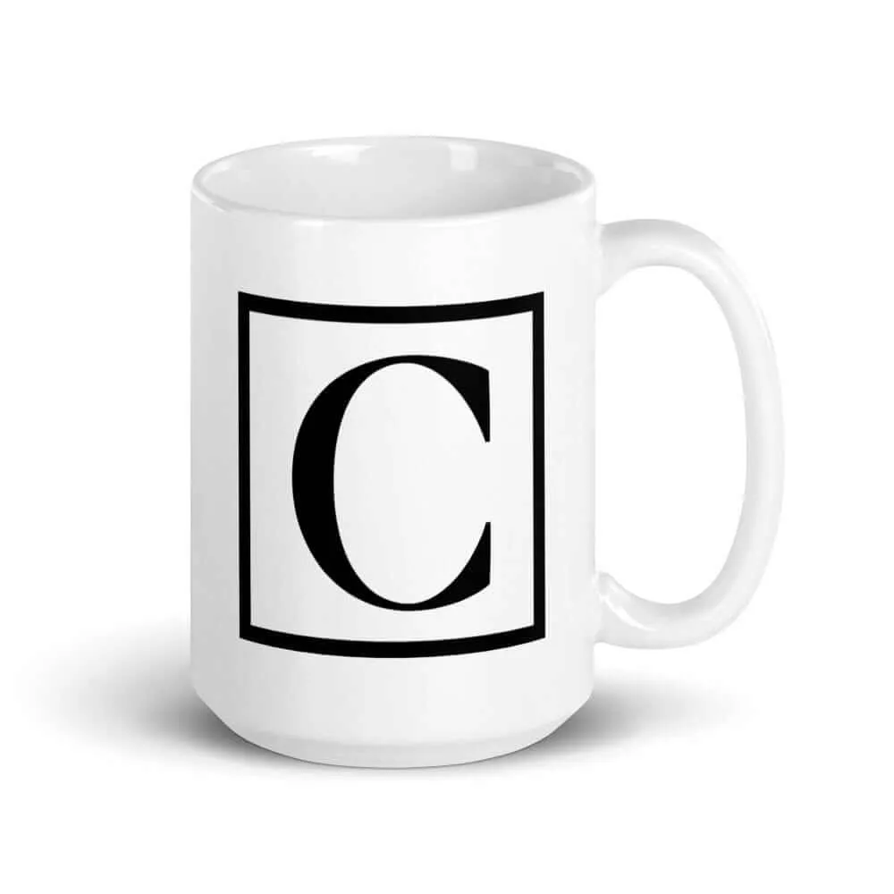 Letter C Border Monogram Coffee Tea Cup Mug