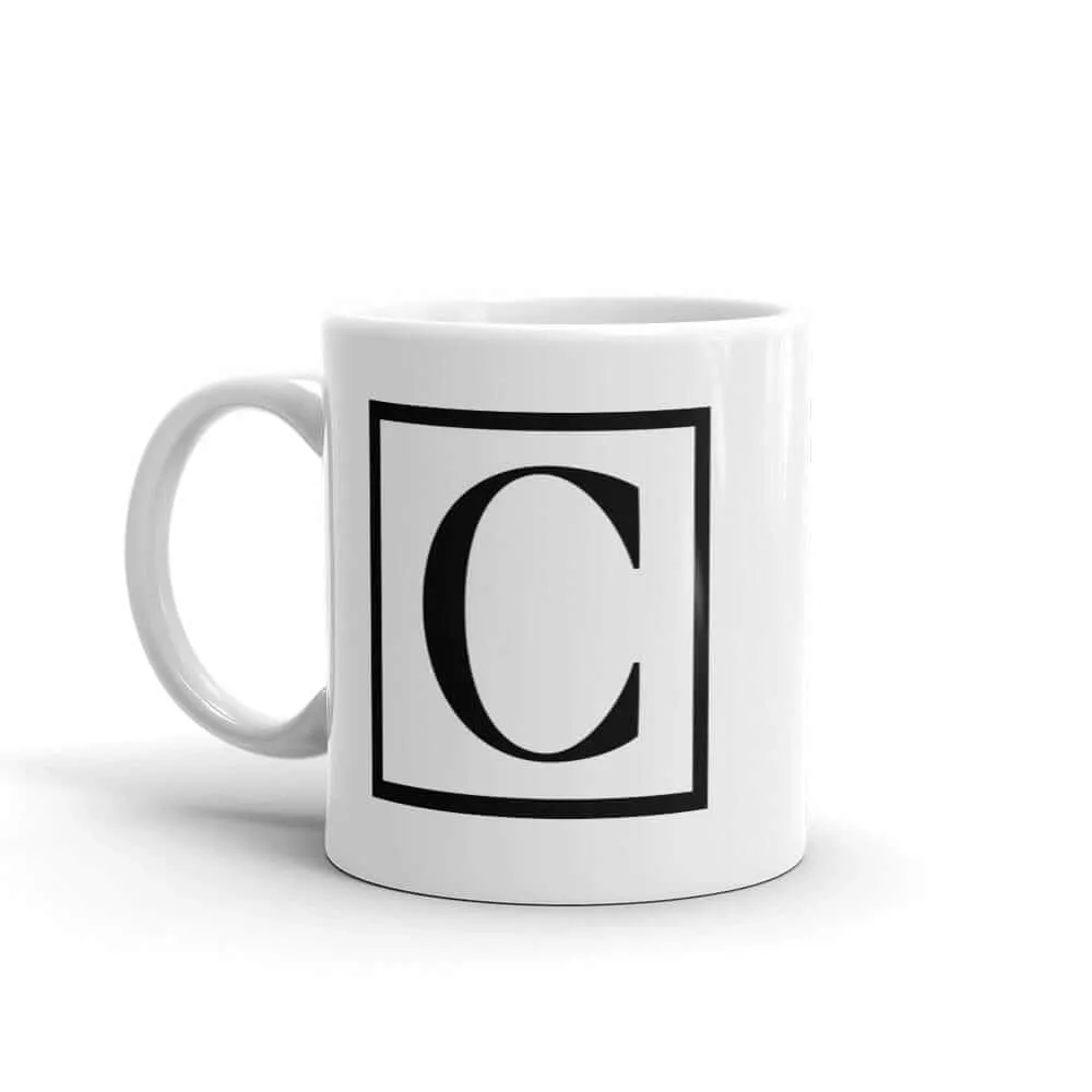 Letter C Border Monogram Coffee Tea Cup Mug