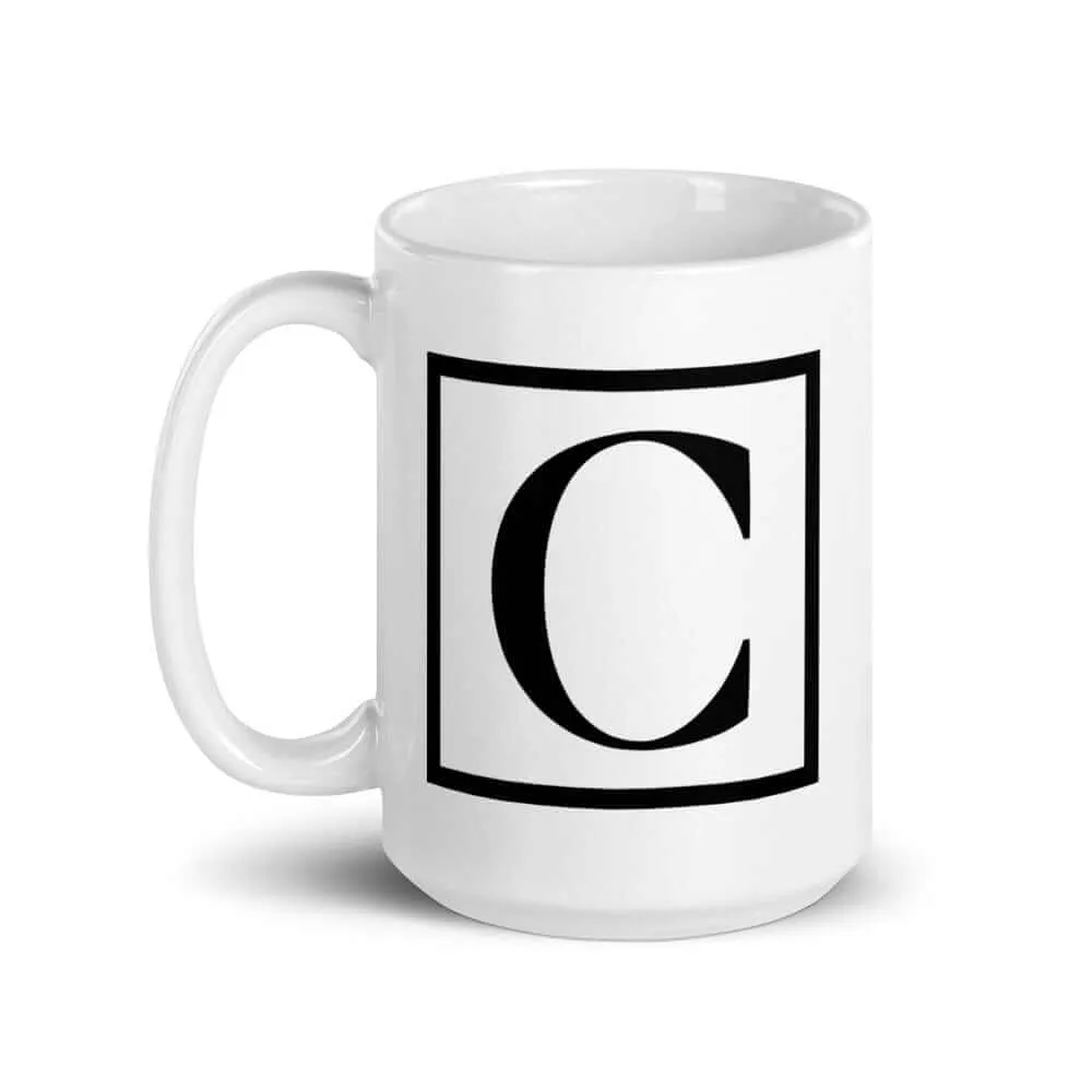 Letter C Border Monogram Coffee Tea Cup Mug