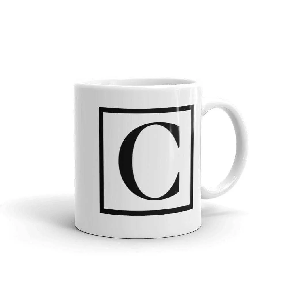 Letter C Border Monogram Coffee Tea Cup Mug