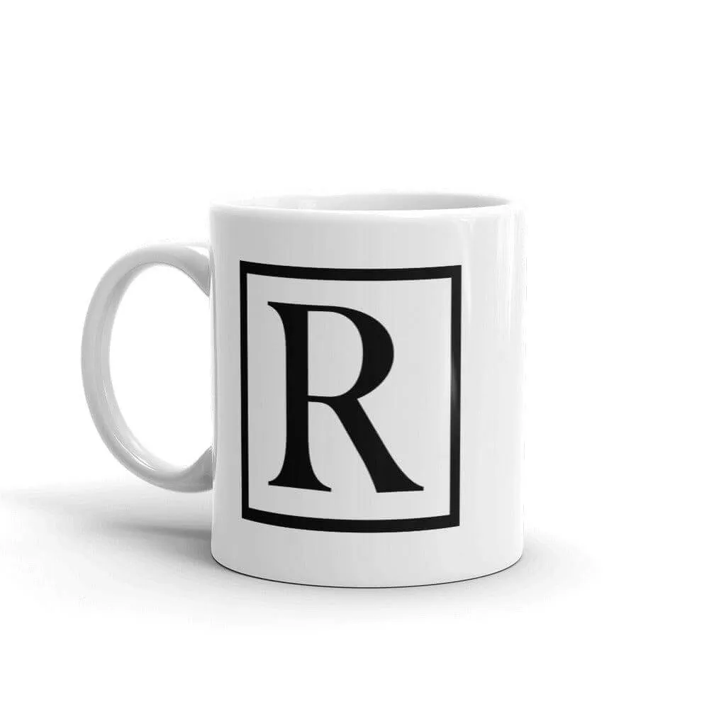 Letter R Border Monogram Coffee Tea Cup Mug