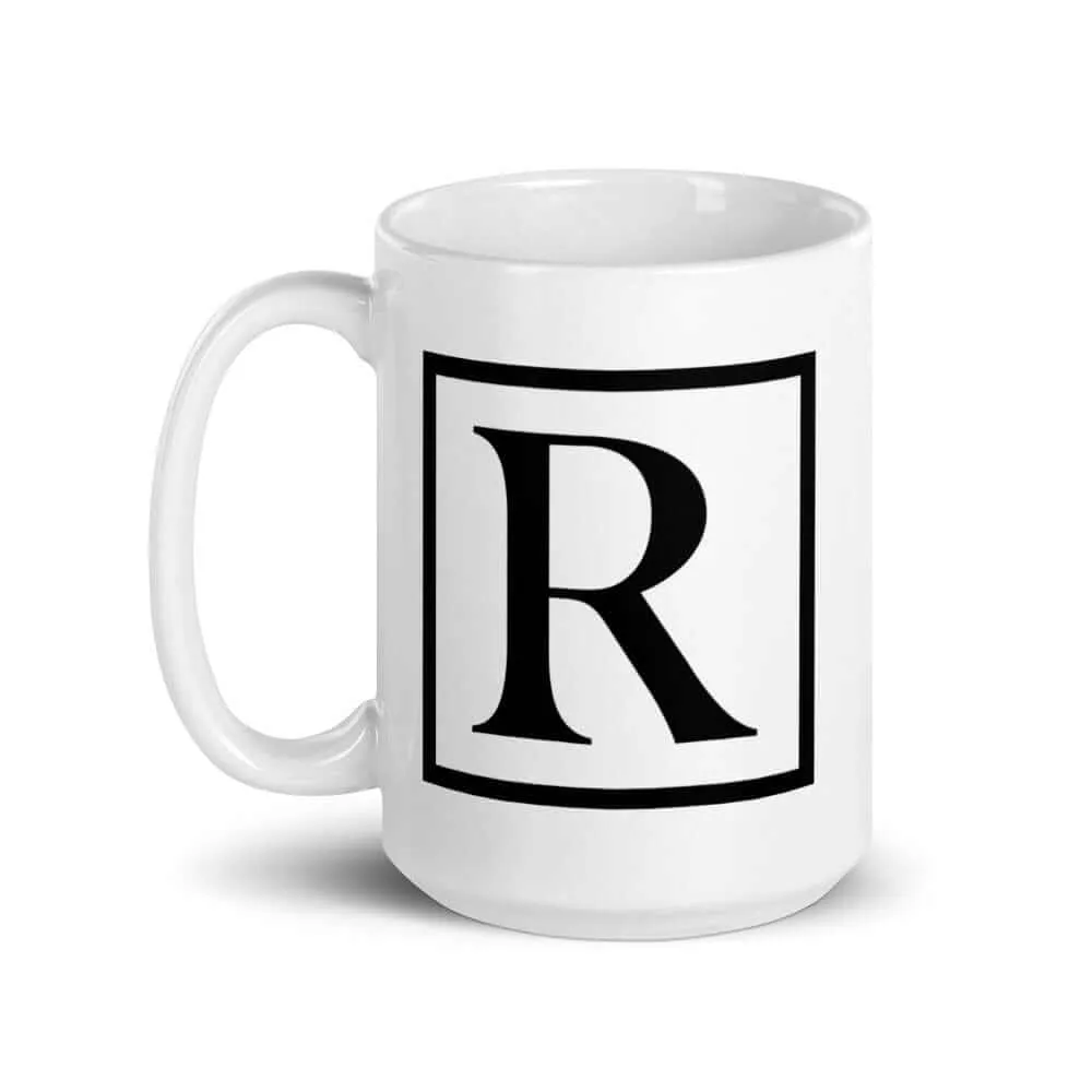 Letter R Border Monogram Coffee Tea Cup Mug