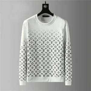 LV Luxury 3D Logo Cotton Sweatshirt- White