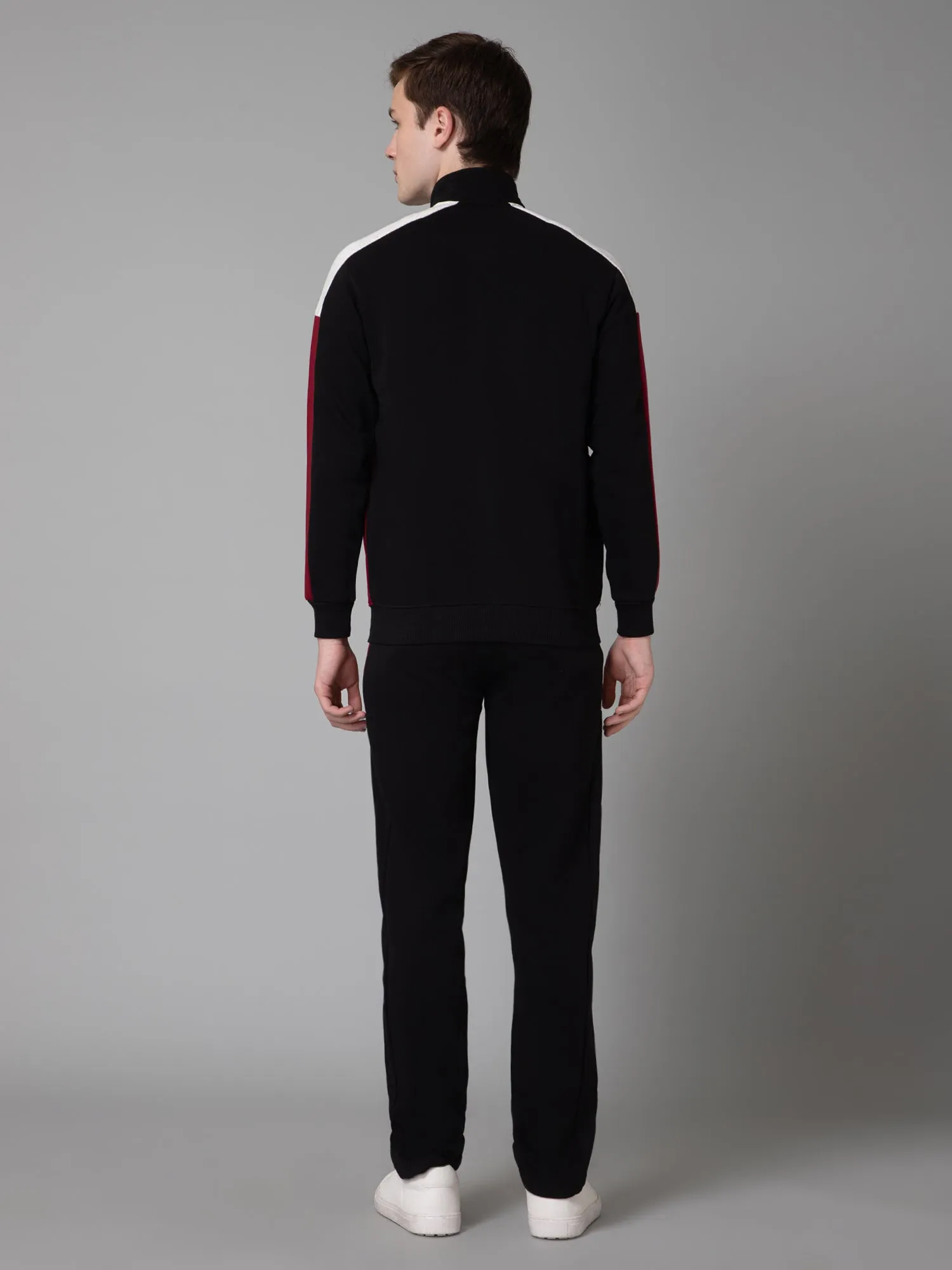 Men Color Block Full Sleeve Mock Collar Regular Fit Winter Wear Track Suit for Men