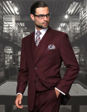 OLLIE BURGUNDY REGULAR FIT 3 PC SUIT