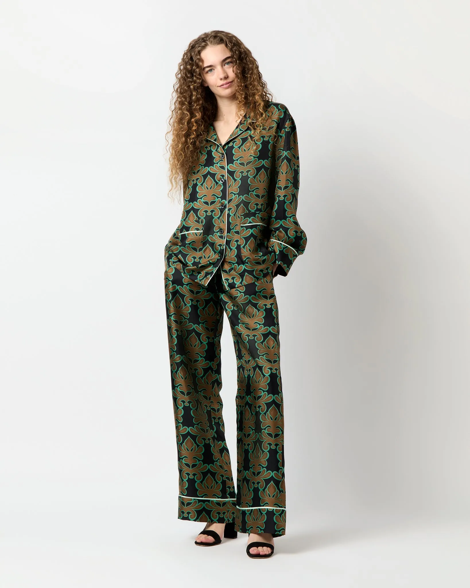 Pajama Shirt in Herald Silk Twill