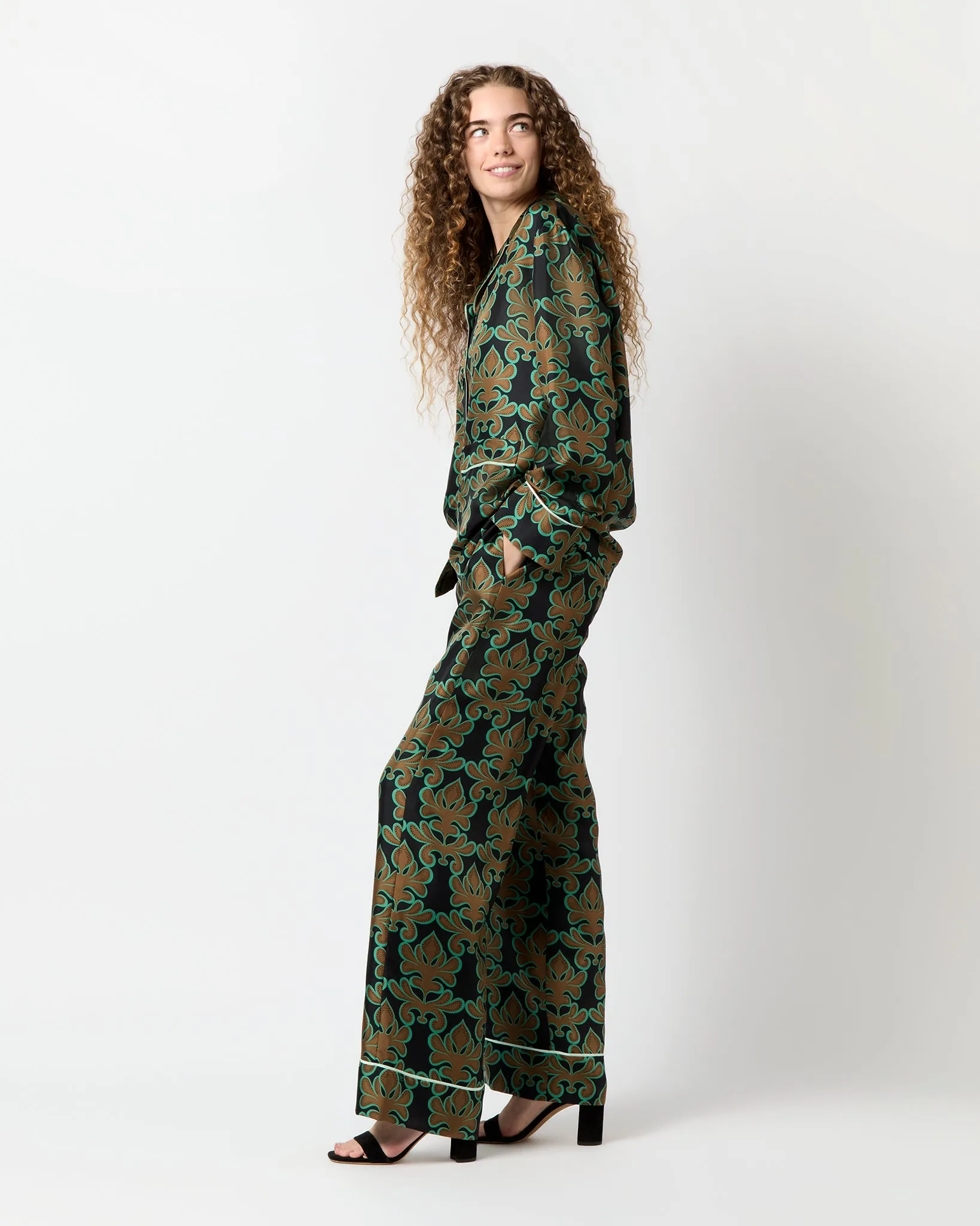 Pajama Shirt in Herald Silk Twill