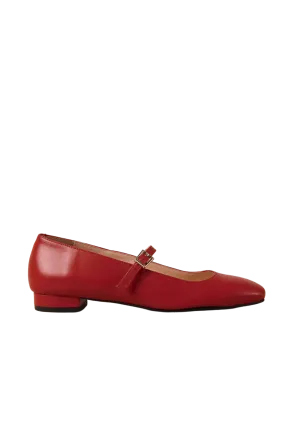 Por Do Sol Leather Ballet Flats - Red