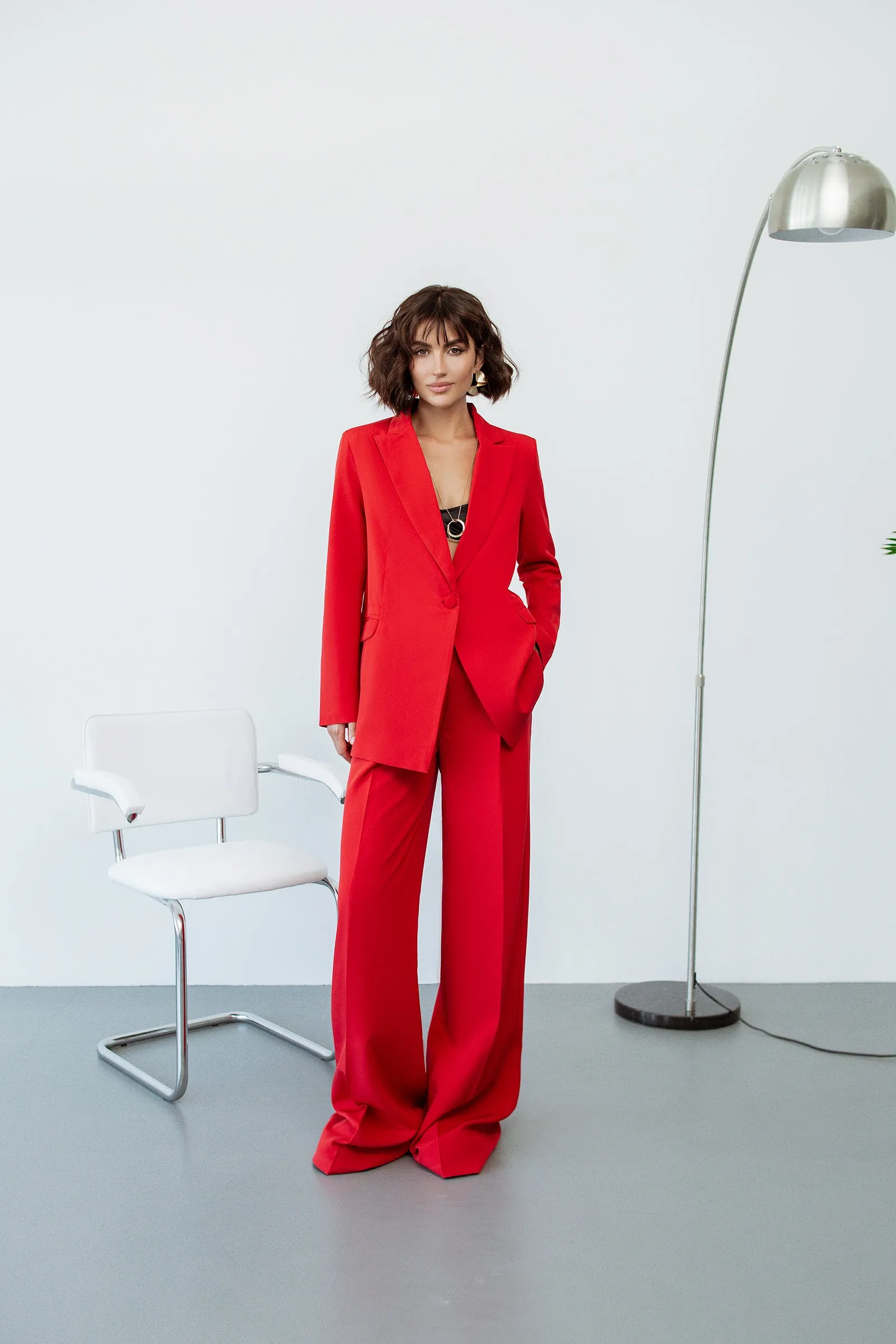 Red Single-Breasted Suits 2-Piece